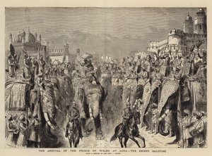 De aankomst van de Prins van Wales in Agra, de hoofden groeten door Henry William Brewer